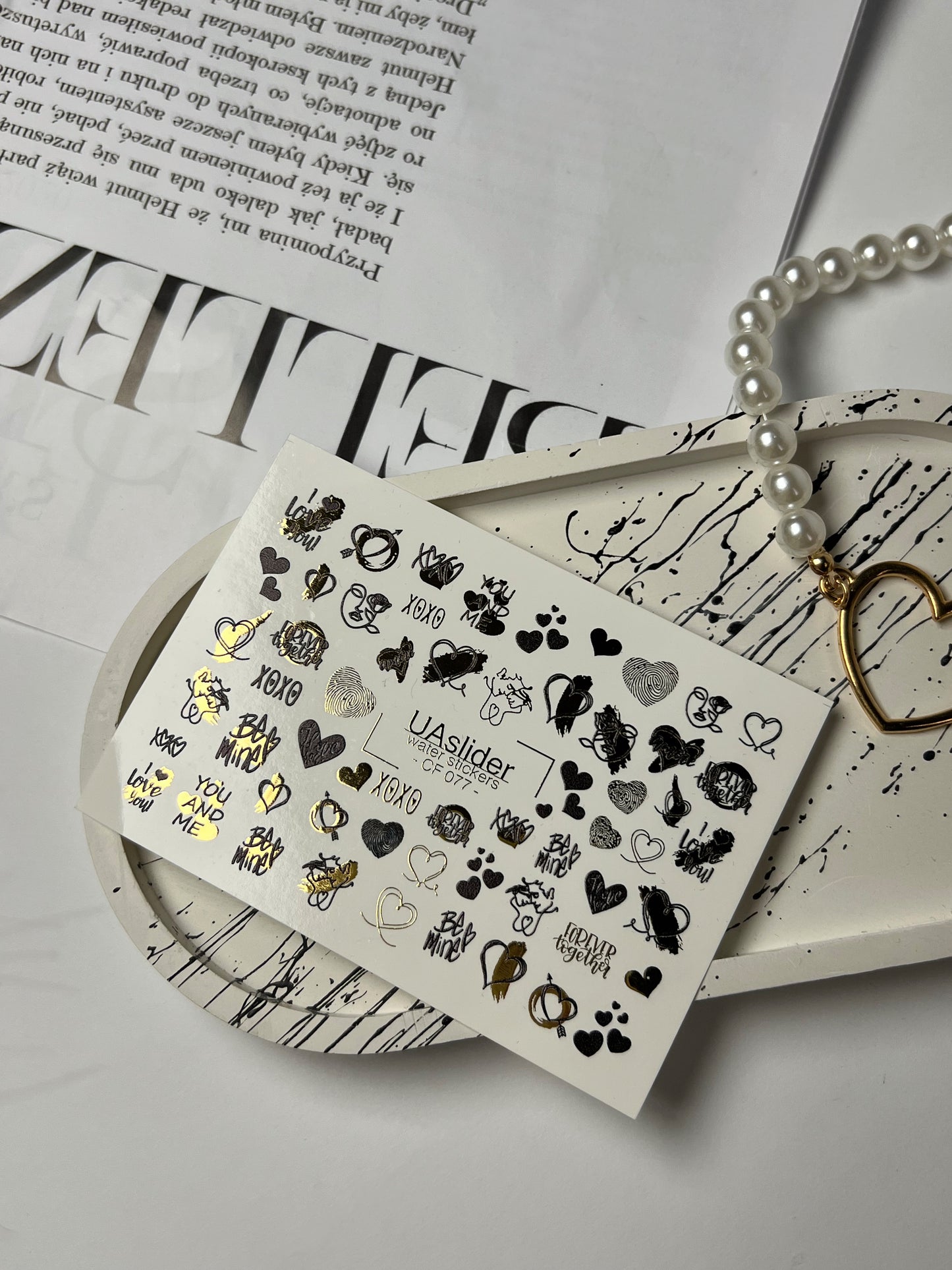 Nail Water Decal CF-077 | Valentine’s Day Nail Art Water Decals | Hearts, XOXO and Love Quotes