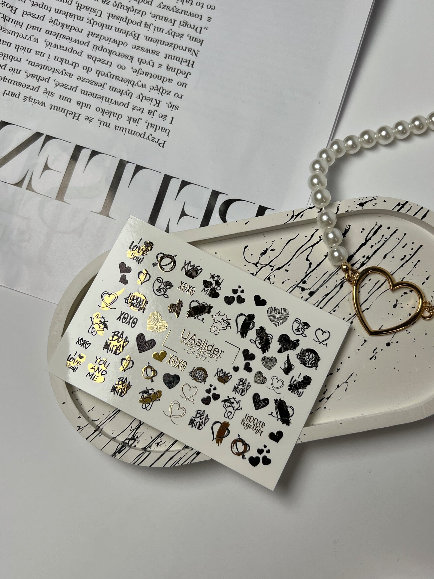 Nail Water Decal CF-077 | Valentine’s Day Nail Art Water Decals | Hearts, XOXO and Love Quotes