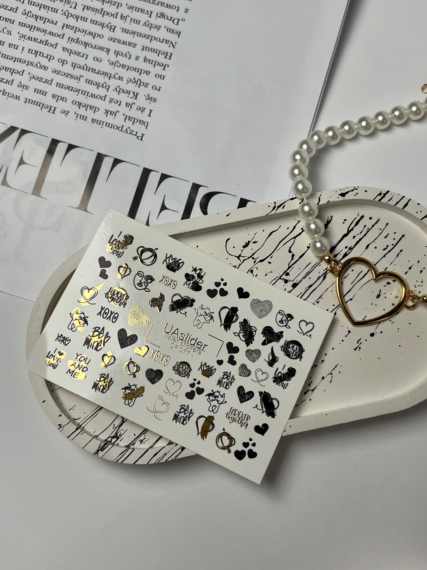 Nail Water Decal CF-077 | Valentine’s Day Nail Art Water Decals | Hearts, XOXO and Love Quotes