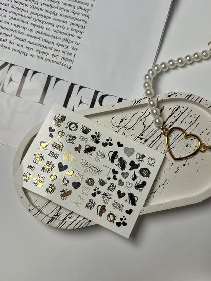 Nail Water Decal CF-077 | Valentine’s Day Nail Art Water Decals | Hearts, XOXO and Love Quotes