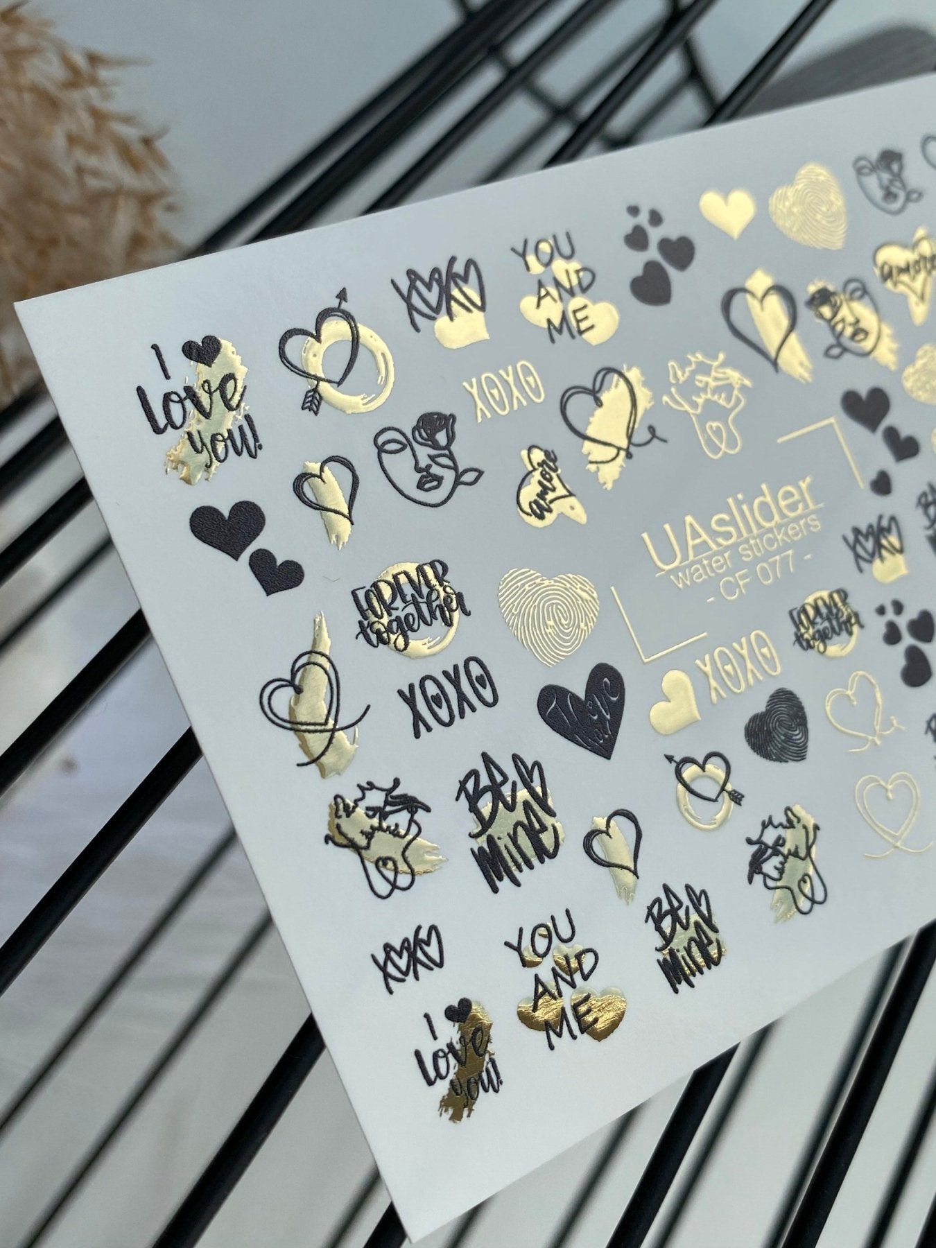 Nail Water Decal CF-077 | Valentine’s Day Nail Art Water Decals | Hearts, XOXO and Love Quotes - UASLIDER