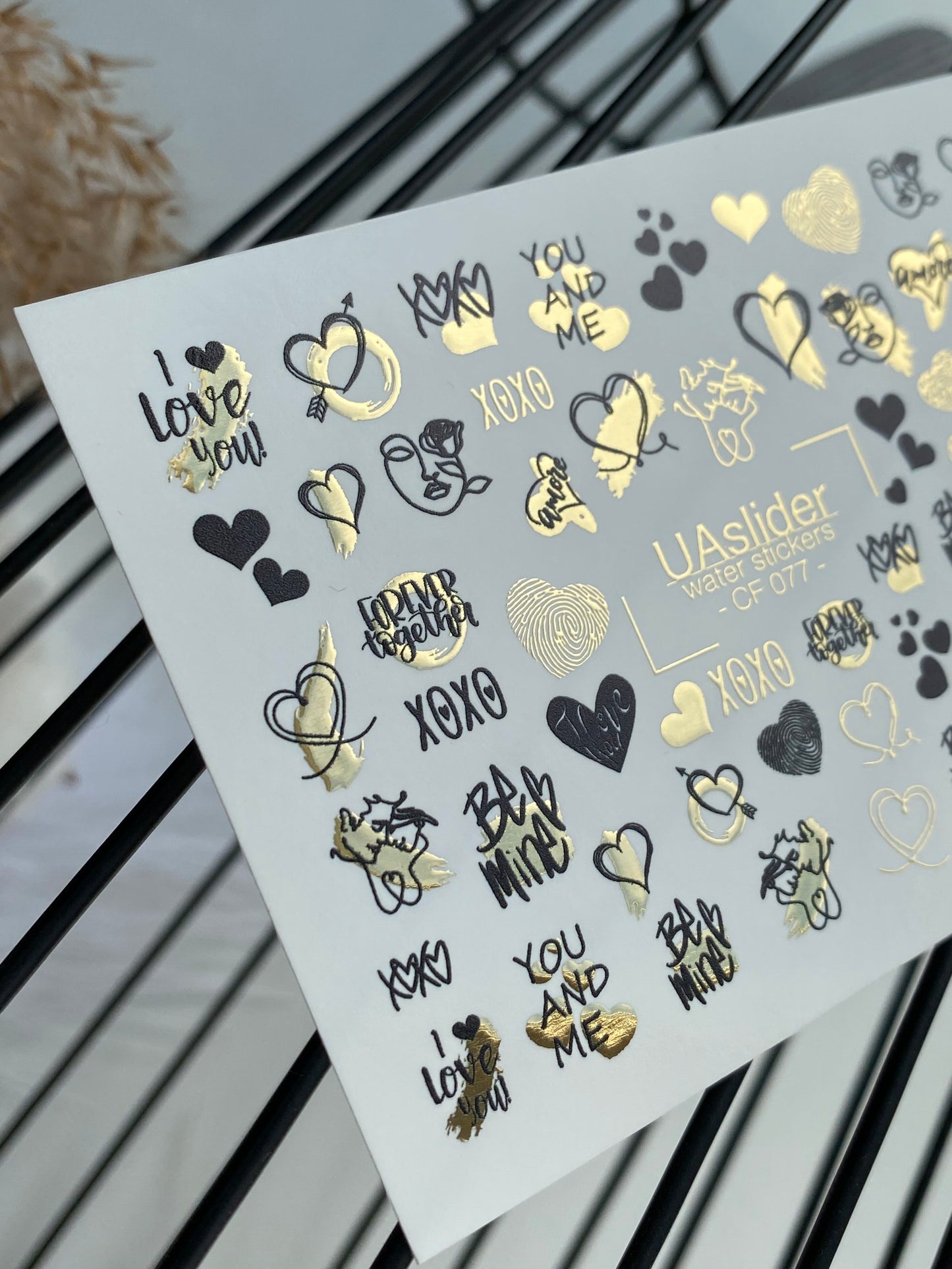 Nail Water Decal CF-077 | Valentine’s Day Nail Art Water Decals | Hearts, XOXO and Love Quotes