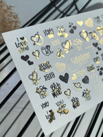 Nail Water Decal CF-077 | Valentine’s Day Nail Art Water Decals | Hearts, XOXO and Love Quotes - UASLIDER