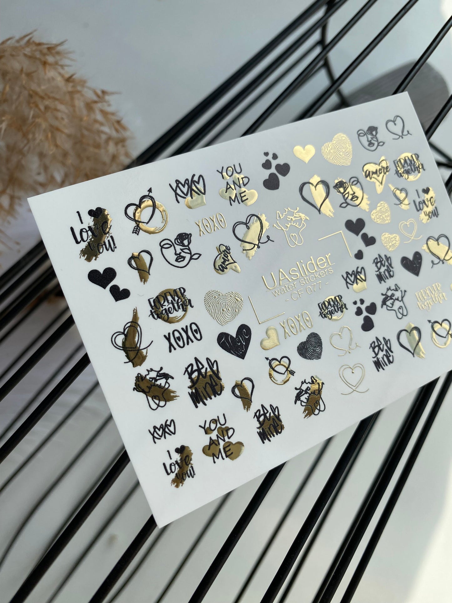 Nail Water Decal CF-077 | Valentine’s Day Nail Art Water Decals | Hearts, XOXO and Love Quotes