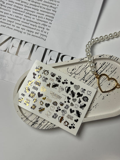 Nail Water Decal CF-077 | Valentine’s Day Nail Art Water Decals | Hearts, XOXO and Love Quotes