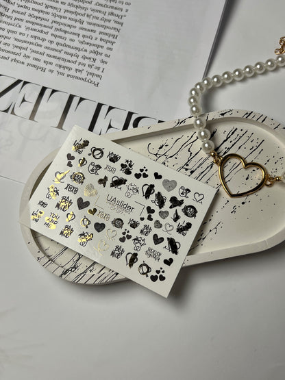 Nail Water Decal CF-077 | Valentine’s Day Nail Art Water Decals | Hearts, XOXO and Love Quotes