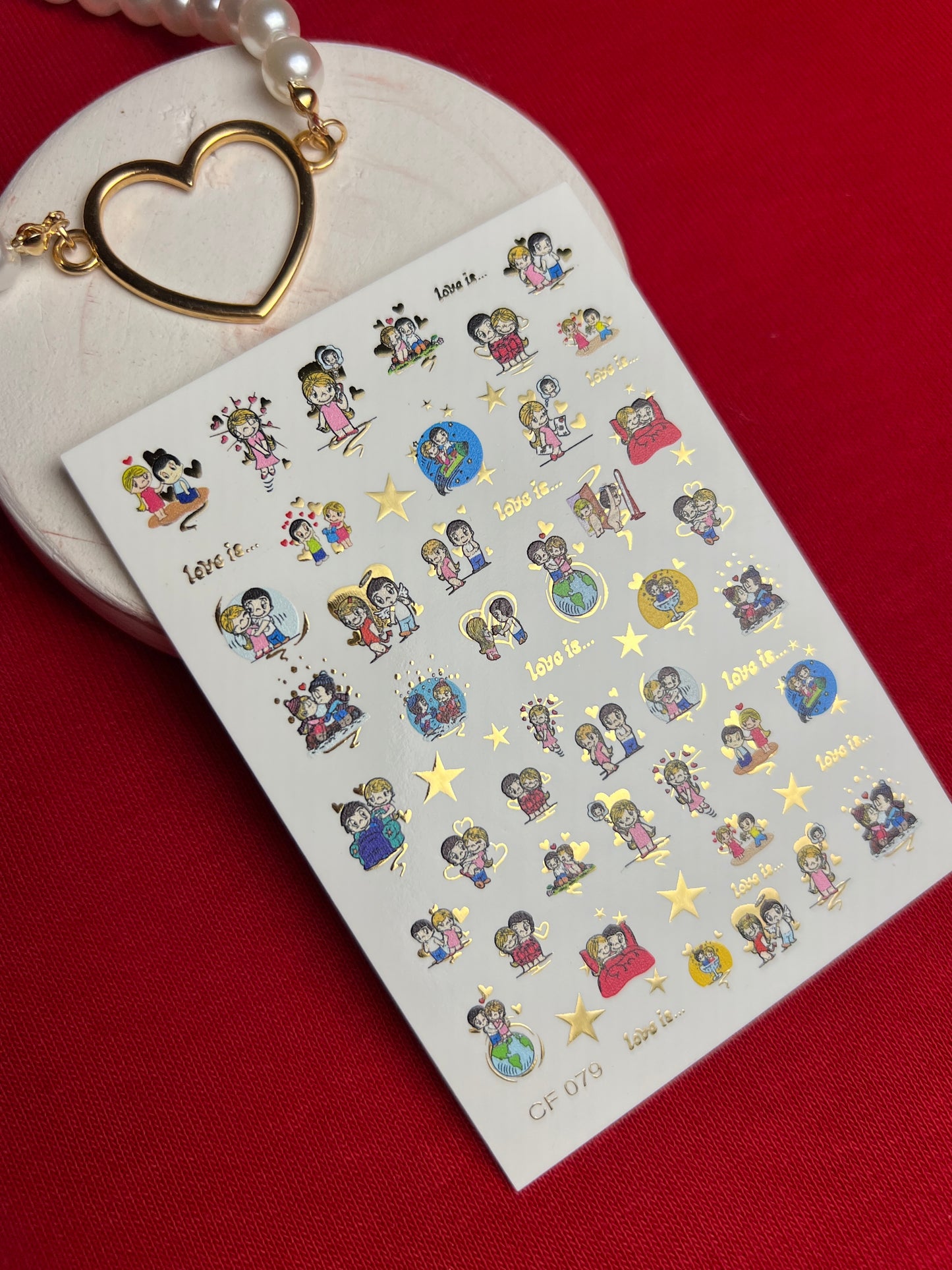 Nail Water Decal CF-079 | Love is Nail Art Water Decals | Romantic Cartoon Couple Designs