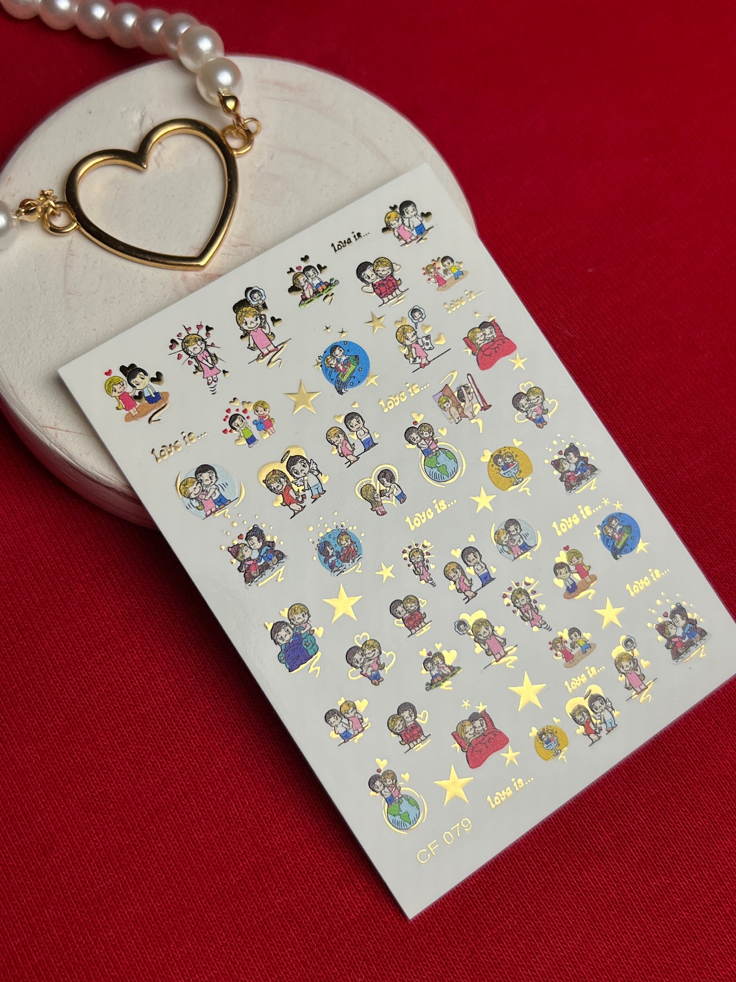 Nail Water Decal CF-079 | Love is Nail Art Water Decals | Romantic Cartoon Couple Designs