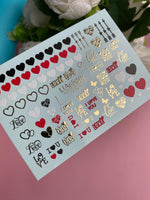 Nail Water Decal CF-082 | Love Nail Art Water Decals | Hearts & Romantic Quotes - UASLIDER