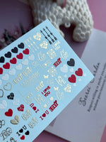 Nail Water Decal CF-082 | Love Nail Art Water Decals | Hearts & Romantic Quotes - UASLIDER