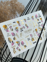 Nail Water Decal CF-089 | Dreamy Botanical Water Slide Nail Decals | Abstract Leaves & Gold Accents - UASLIDER