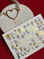 Nail Water Decal CF-089 | Dreamy Botanical Water Slide Nail Decals | Abstract Leaves & Gold Accents - UASLIDER