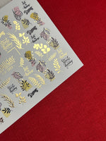 Nail Water Decal CF-089 | Dreamy Botanical Water Slide Nail Decals | Abstract Leaves & Gold Accents - UASLIDER