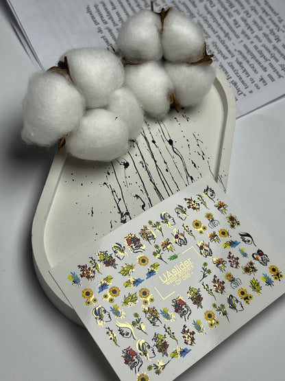 Nail Water Decal CF-096 | Botanical Water Slide Nail Decals | Leaves, Branches & Delicate Flowers