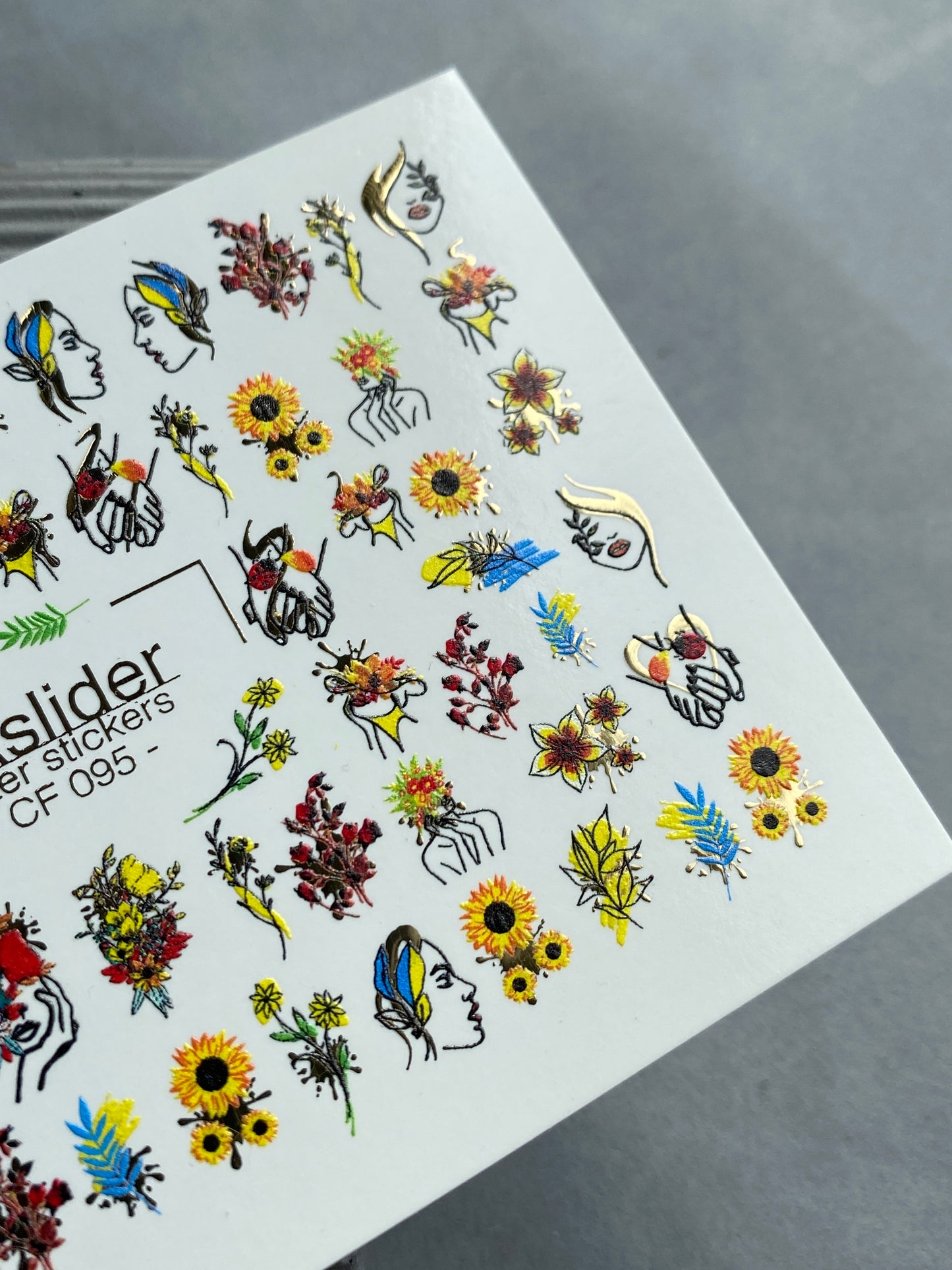 Nail Water Decal CF-096 | Botanical Water Slide Nail Decals | Leaves, Branches & Delicate Flowers