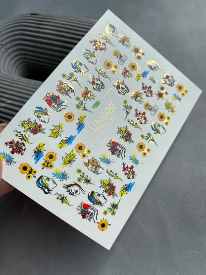 Nail Water Decal CF-096 | Botanical Water Slide Nail Decals | Leaves, Branches & Delicate Flowers