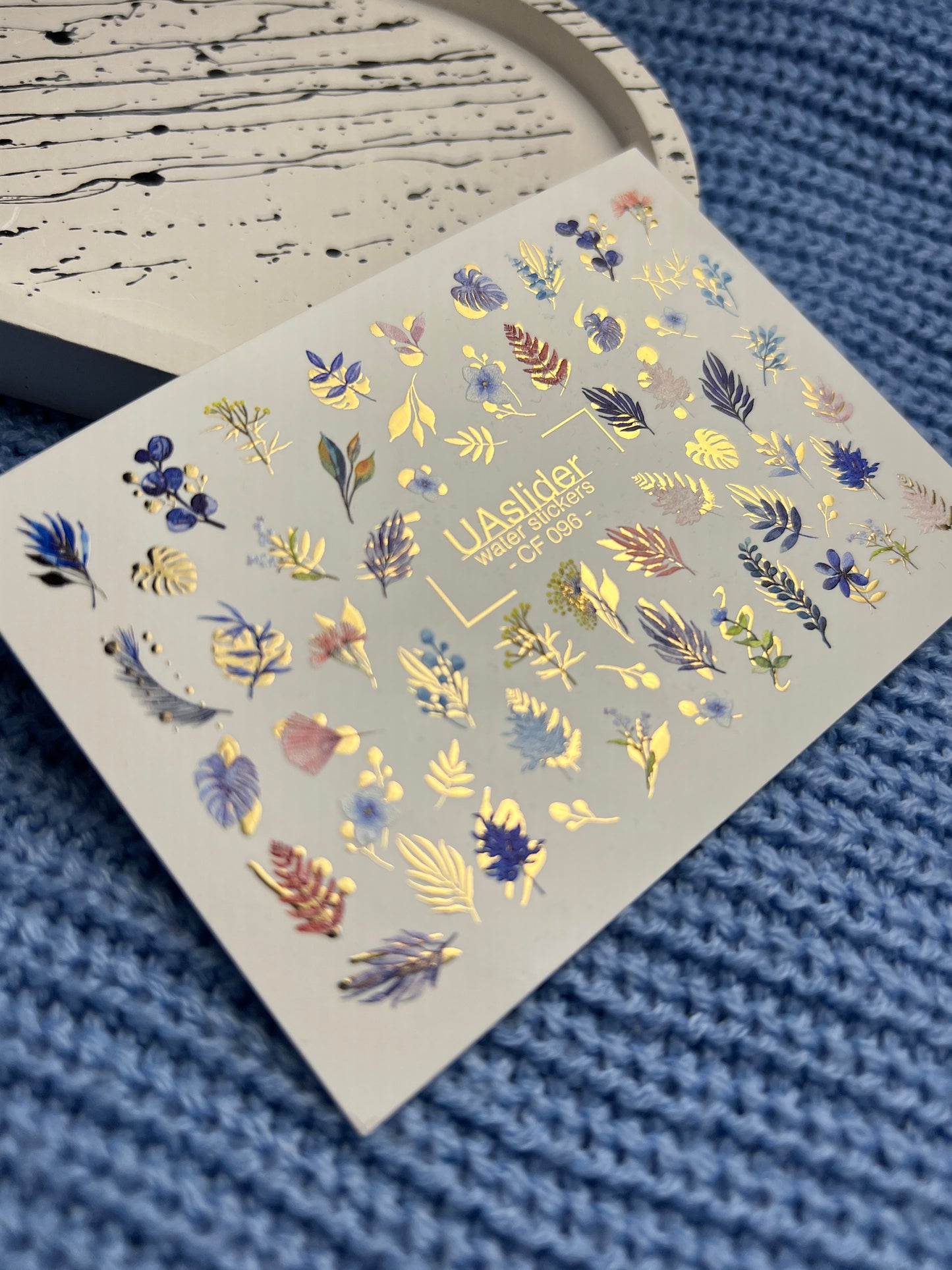 Nail Water Decal CF-096 | Botanical Water Slide Nail Decals | Leaves, Branches & Delicate Flowers