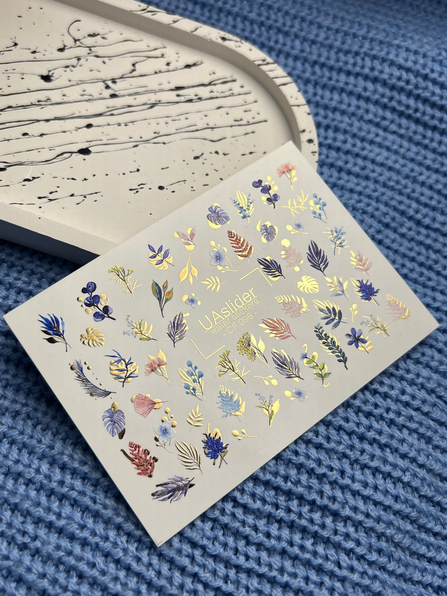 Nail Water Decal CF-096 | Botanical Water Slide Nail Decals | Leaves, Branches & Delicate Flowers