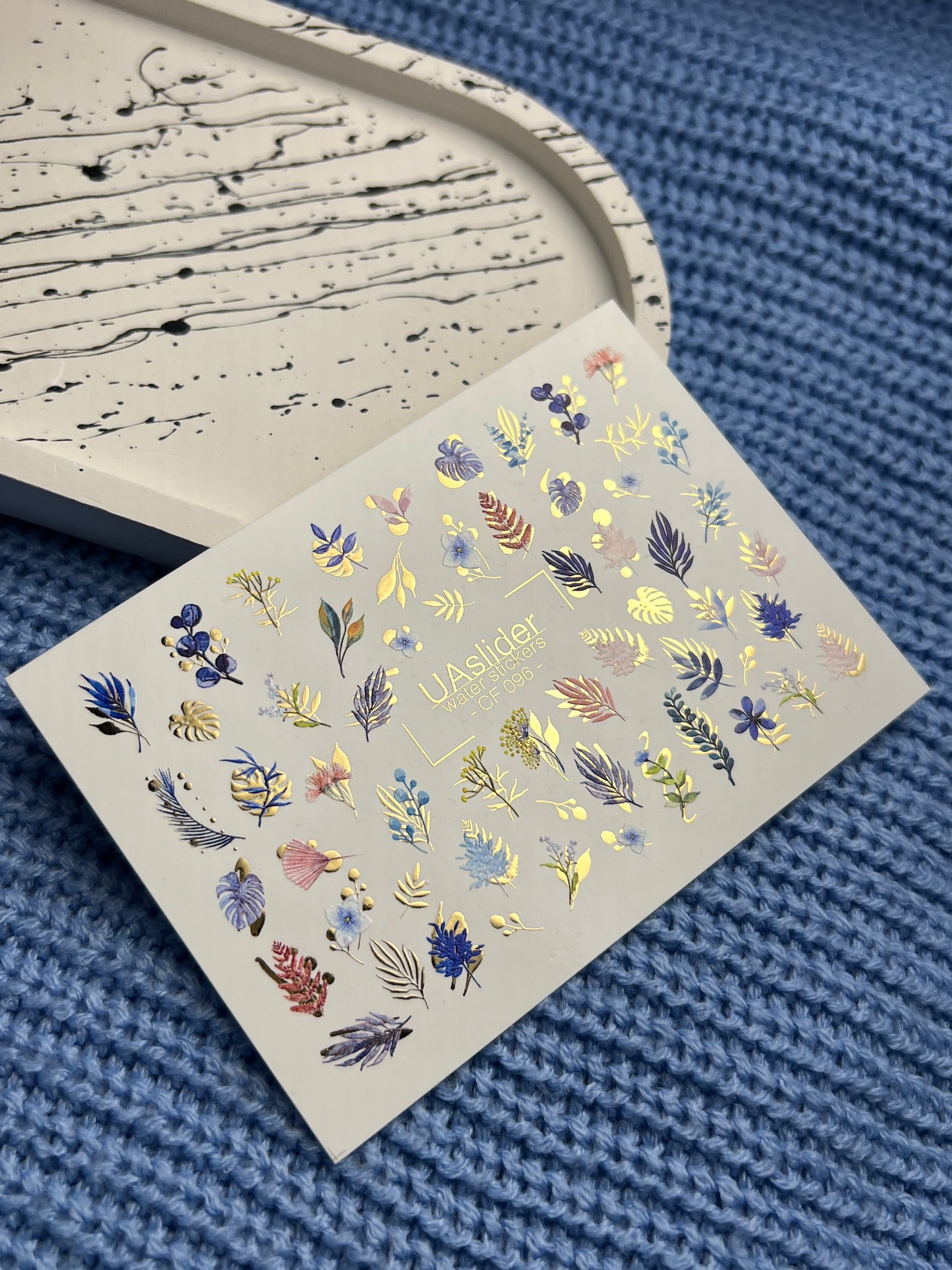 Nail Water Decal CF-096 | Botanical Water Slide Nail Decals | Leaves, Branches & Delicate Flowers