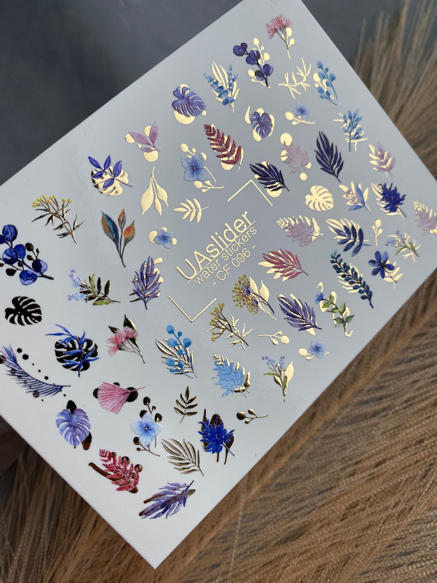 Nail Water Decal CF-096 | Botanical Water Slide Nail Decals | Leaves, Branches & Delicate Flowers