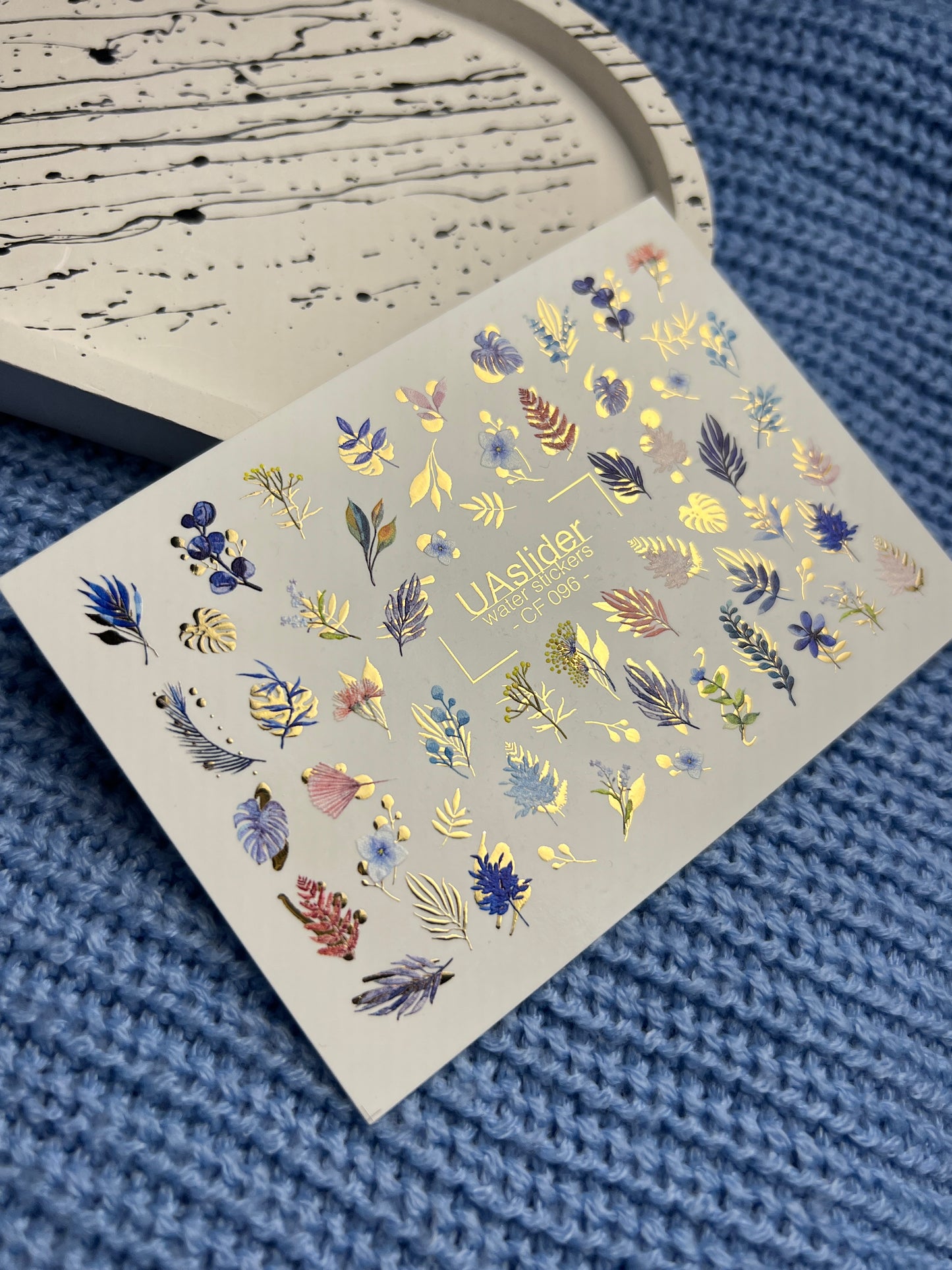 Nail Water Decal CF-096 | Botanical Water Slide Nail Decals | Leaves, Branches & Delicate Flowers