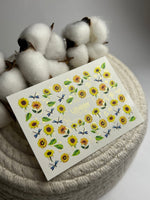 Nail Water Decal CF-098 | Floral Water Slide Nail Decals | Sunflowers & Blue Dragonflies - UASLIDER