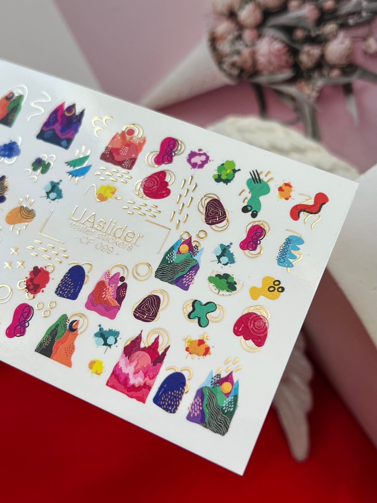 Nail Water Decal CF-099 | Abstract Water Slide Nail Decals | Colorful Shapes & Modern Art Design