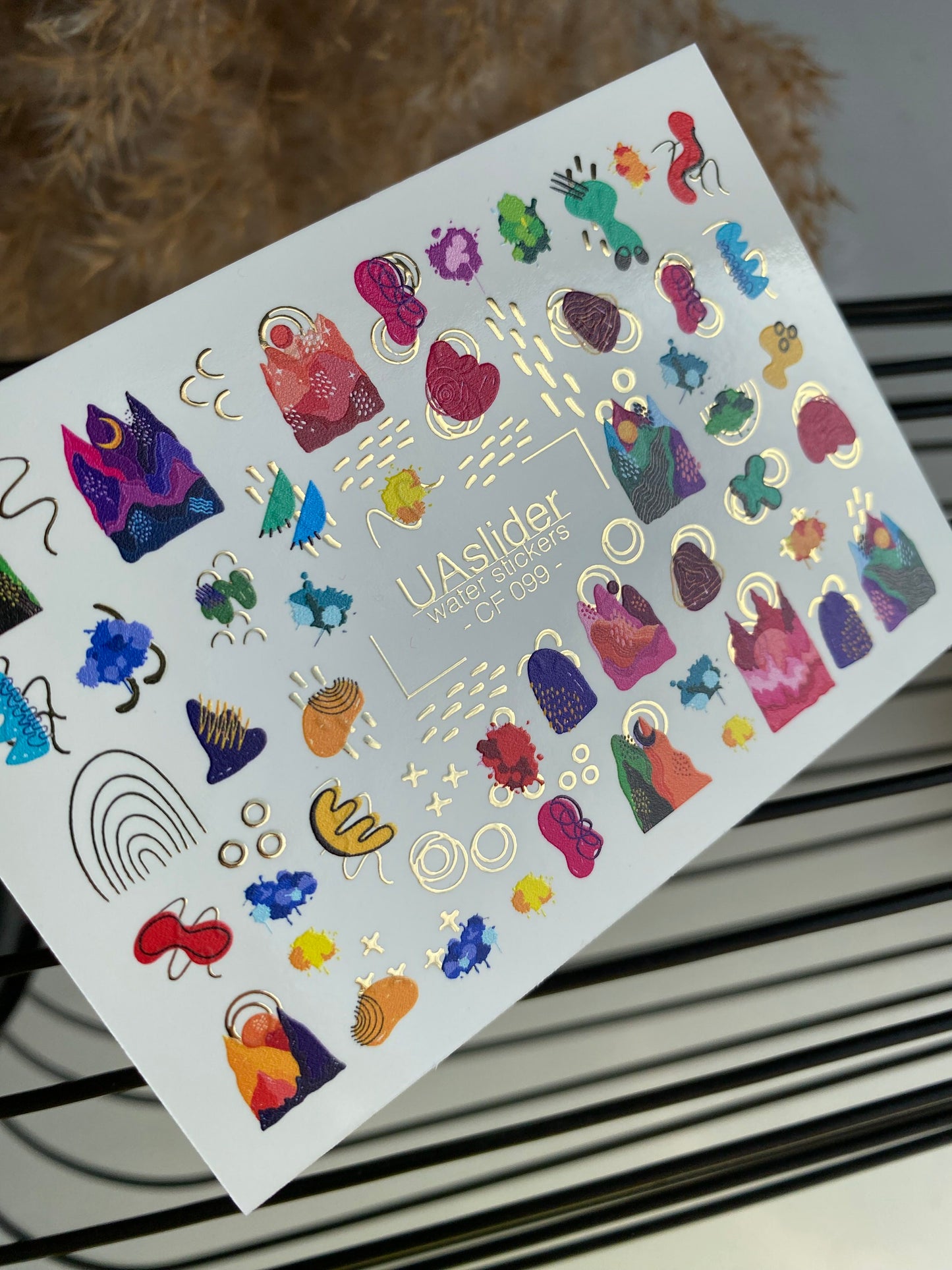 Nail Water Decal CF-099 | Abstract Water Slide Nail Decals | Colorful Shapes & Modern Art Design