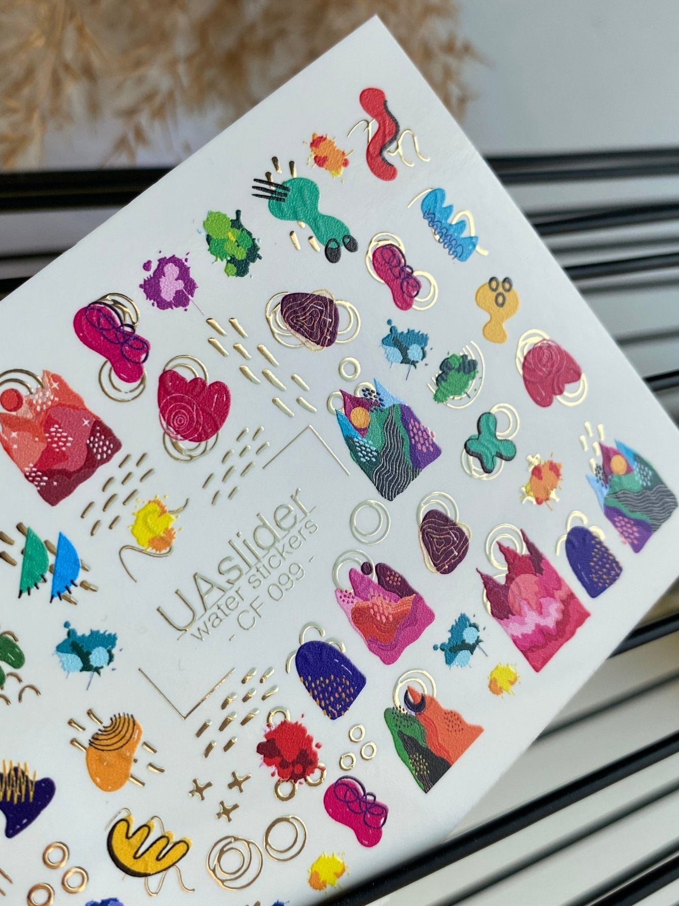 Nail Water Decal CF-099 | Abstract Water Slide Nail Decals | Colorful Shapes & Modern Art Design - UASLIDER
