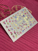 Nail Water Decal CF-100 | Floral Water Slide Nail Decals | Pink Blossoms & Butterflies with Gold Accents - UASLIDER