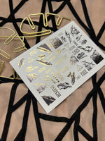Nail Water Decal CF-101 | Abstract Water Slide Nail Decals | Marble Effect with Gold Cracks & Modern Lines - UASLIDER