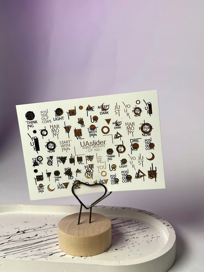 Nail Water Decal CF-102 | Minimalist Water Slide Nail Decals | Gold Lettering & Modern Symbols