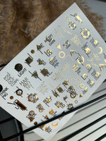 Nail Water Decal CF-102 | Minimalist Water Slide Nail Decals | Gold Lettering & Modern Symbols - UASLIDER