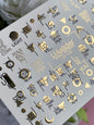 Nail Water Decal CF-102 | Minimalist Water Slide Nail Decals | Gold Lettering & Modern Symbols