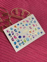 Nail Water Decal CF-107 | Abstract Water Slide Nail Decals | Color Splash, Watercolor Spots & Gold Accents - UASLIDER