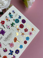Nail Water Decal CF-110 | Floral Water Slide Nail Decals | Colorful Flowers, Butterflies & Love Lettering - UASLIDER