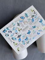 Nail Water Decal CF-111 | Butterfly Water Slide Nail Decals | Blue Butterflies, Leaves & Love Lettering - UASLIDER