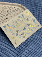 Nail Water Decal CF-111 | Butterfly Water Slide Nail Decals | Blue Butterflies, Leaves & Love Lettering - UASLIDER
