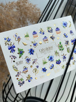 Nail Water Decal CF-119 | Berry Water Slide Nail Decals | Blueberries, Flowers & Sweet Cupcakes - UASLIDER