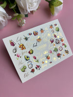 Nail Water Decal CF-121 | Exotic Fruit Water Slide Nail Decals | Avocado, Dragonfruit, Kiwi & Tropical Designs - UASLIDER