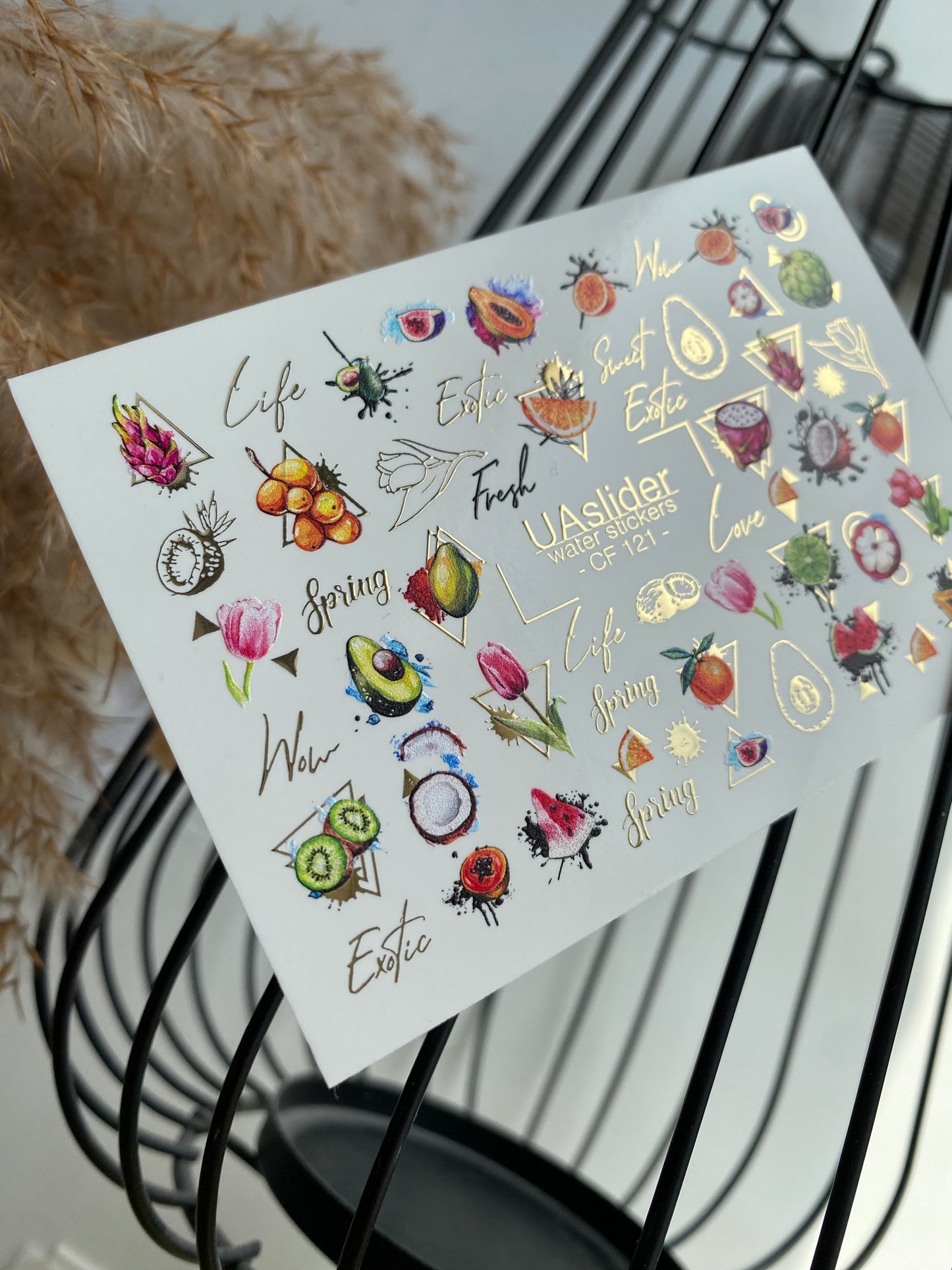 Nail Water Decal CF-121 | Exotic Fruit Water Slide Nail Decals | Avocado, Dragonfruit, Kiwi & Tropical Designs