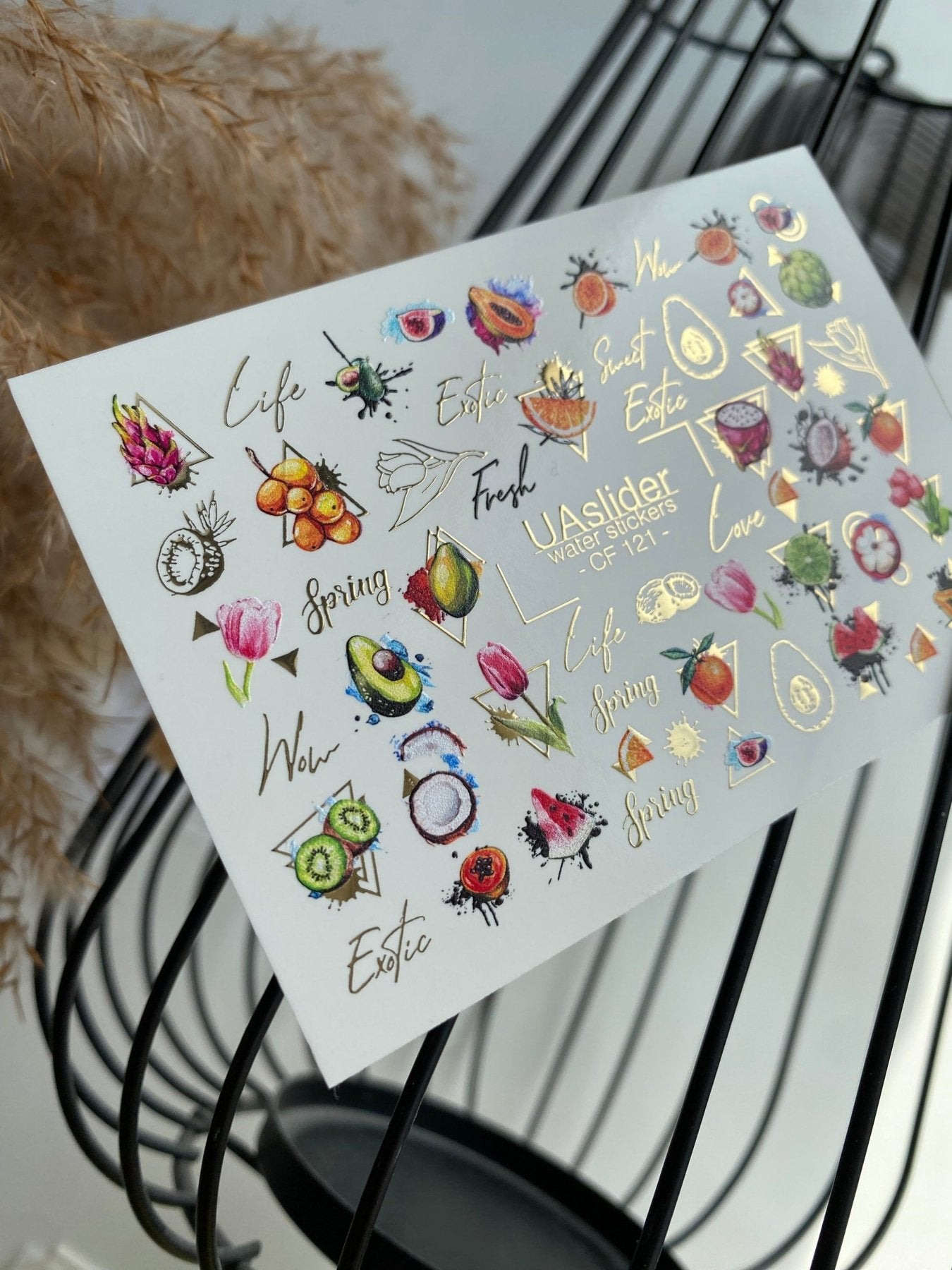 Nail Water Decal CF-121 | Exotic Fruit Water Slide Nail Decals | Avocado, Dragonfruit, Kiwi & Tropical Designs - UASLIDER