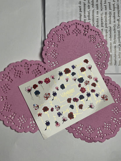 Nail Water Decal CF-124 | Floral Nail Water Decals | Roses, Peonies & Magnolias with Love & Family Quotes