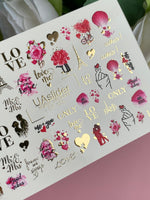 Nail Water Decal CF-125 | Romantic Nail Water Decals | Paris, Eiffel Tower, Roses & Love Quotes - UASLIDER