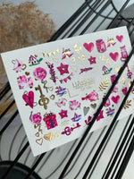 Nail Water Decal CF-126 | Cute Love Nail Water Decals | Hearts, Keys, Birds & Valentine’s Day Designs - UASLIDER