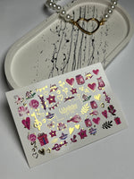 Nail Water Decal CF-126 | Cute Love Nail Water Decals | Hearts, Keys, Birds & Valentine’s Day Designs - UASLIDER