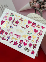 Nail Water Decal CF-126 | Cute Love Nail Water Decals | Hearts, Keys, Birds & Valentine’s Day Designs - UASLIDER