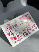 Nail Water Decal CF-126 | Cute Love Nail Water Decals | Hearts, Keys, Birds & Valentine’s Day Designs - UASLIDER