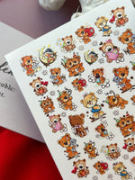Nail Water Decal CF-128 | Cute Bear Nail Water Decals | Teddy Bears with Hearts, Gifts & Balloons - UASLIDER