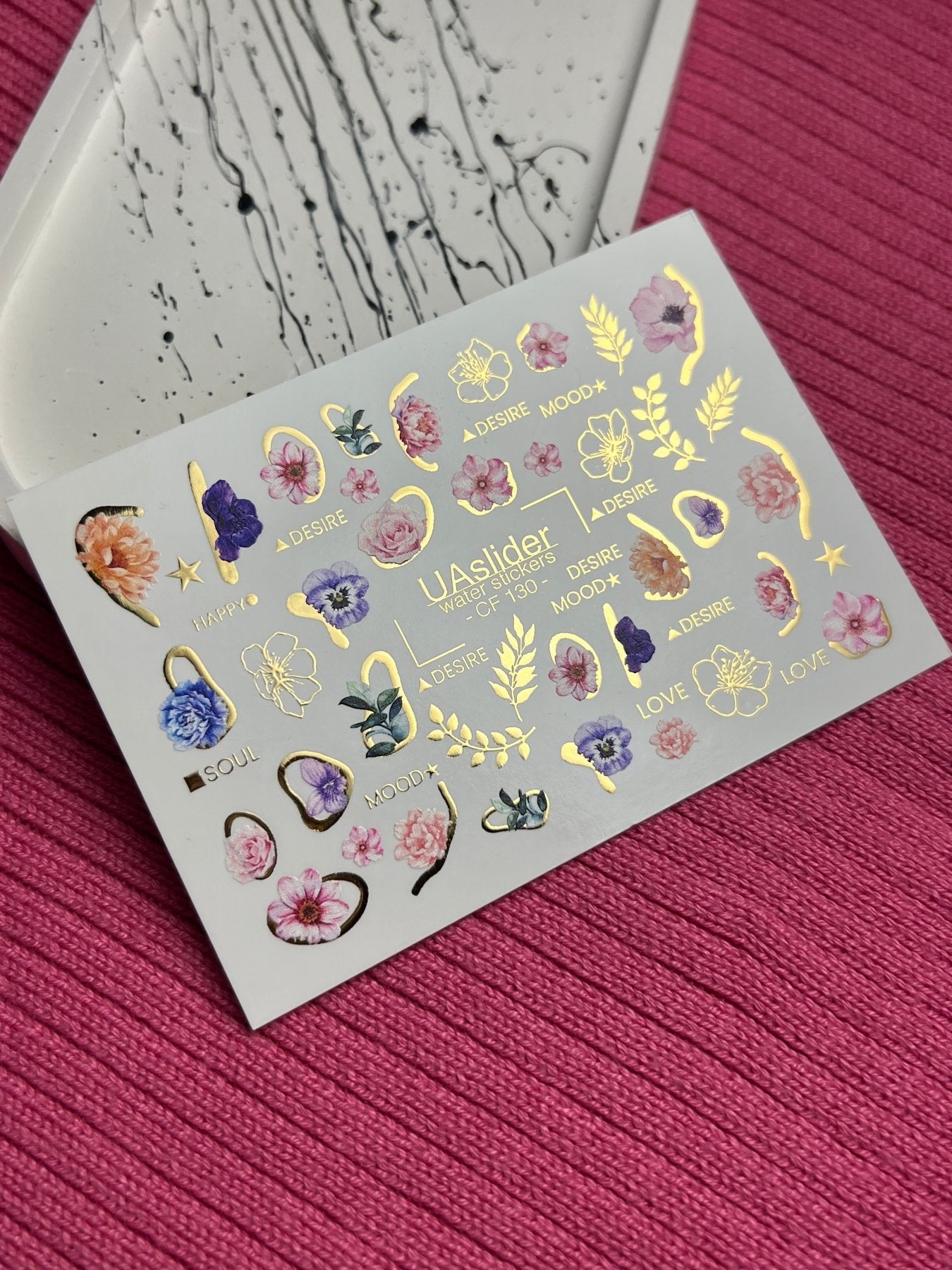 Nail Water Decal CF-130 | Floral Water Slide Nail Decals | Anemones, Peonies & Romantic Flower Designs - UASLIDER